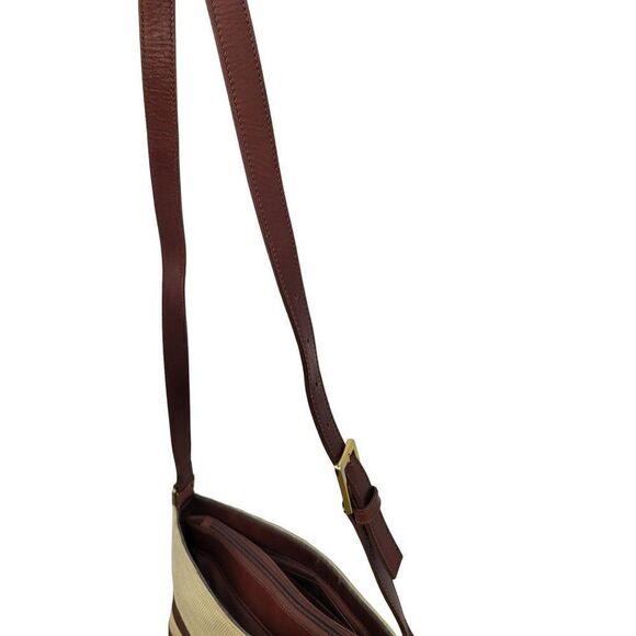 Etienne Aigner Crossbody Bag Country Cottage Core Basket Weave Leather Trim Tan - Picture 14 of 17